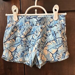 Blue Leaf Print Shorts